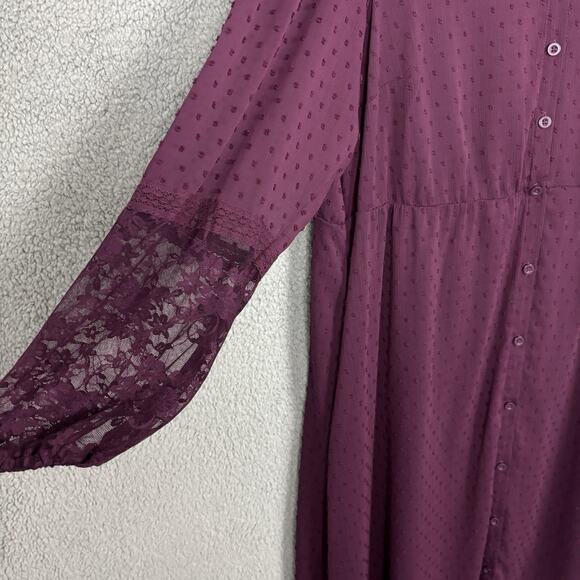Torrid Woman Sheer Kimono Clit Dot Texture Plus sz 1X Button Front Lace Fairy - Picture 5 of 16